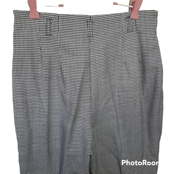 Vintage Danielle B Ultra High Rise Ribcage Houndstooth Pleated Trouser Pants - Picture 4 of 11